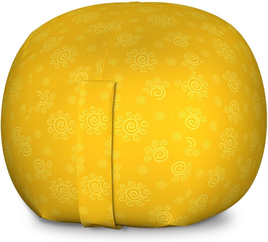 Ambesonne Yellow Storage Toy Bag Chair, Sun Solar Hand Drawn Style Pattern with Little Spiral Spots Like Hot Summer Day Inspired, Stuffed Animal Organizer Washable Bag, Large Size, Yellow