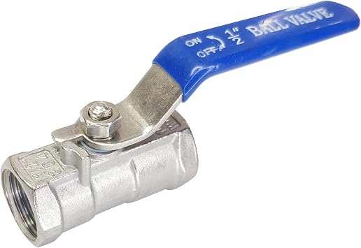 1/2" Ball Valve 1PC Type NPT Standard Port Stainless Steel 304 for Water, Oil, and Gas 1/2"