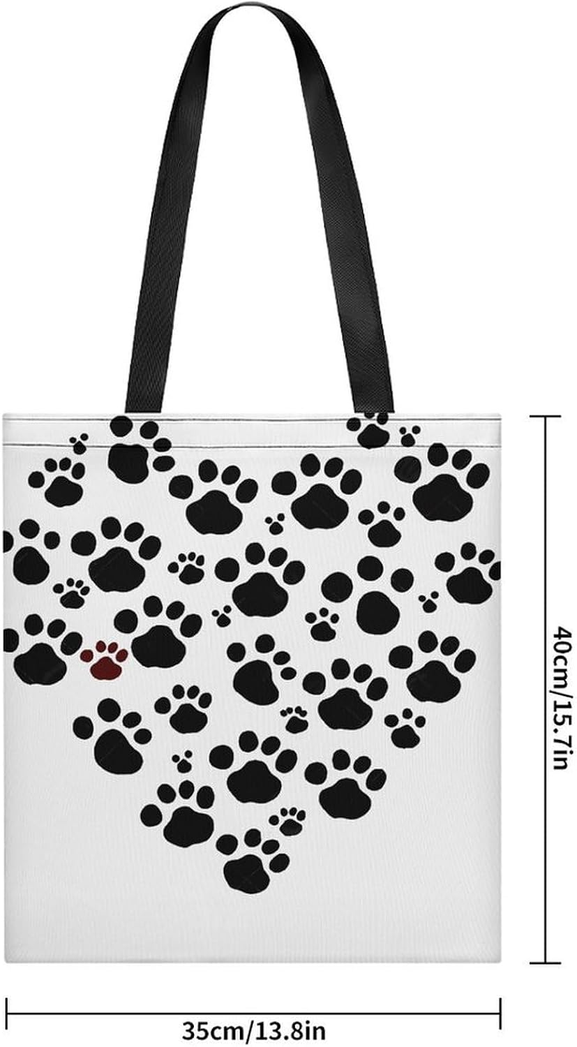 Dog Paw Print Love Heart Tote Bag Large Treat Bags for Women Men image 4
