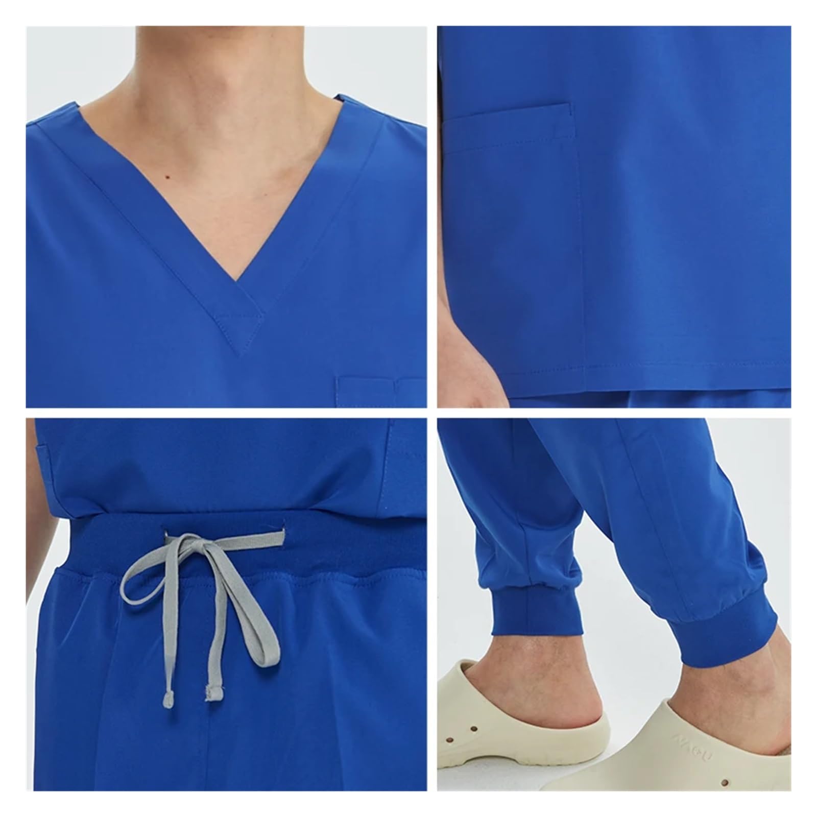 Uniforme Sanitario Hombre Conjunto de pantalón de chándal Superior, Ropa de Trabajo quirúrgica elástica, Traje de Dentista, Traje de enfermería, Traje de médico(Powder Pink,M)