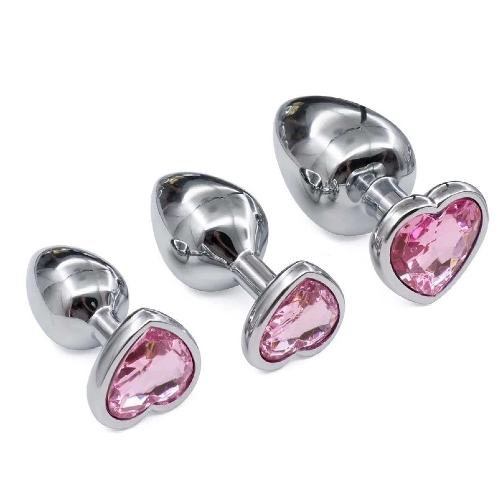 Plug anale ＨEnorme set pesante di piccole dimensioni medie e grandi Masturbatore a cuore rosa Perline anali in metallo Butt plug inserto P Spot Culo giocattolo del sesso Dildo Sex Machine