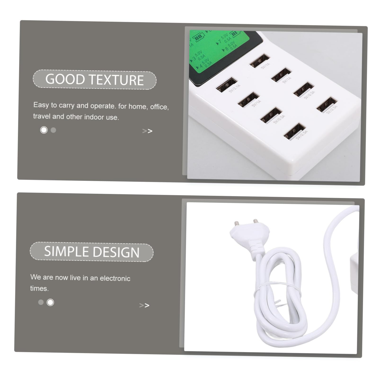 Stazione di Ricarica USB Multipla a 8 Porte Schermo Lcd