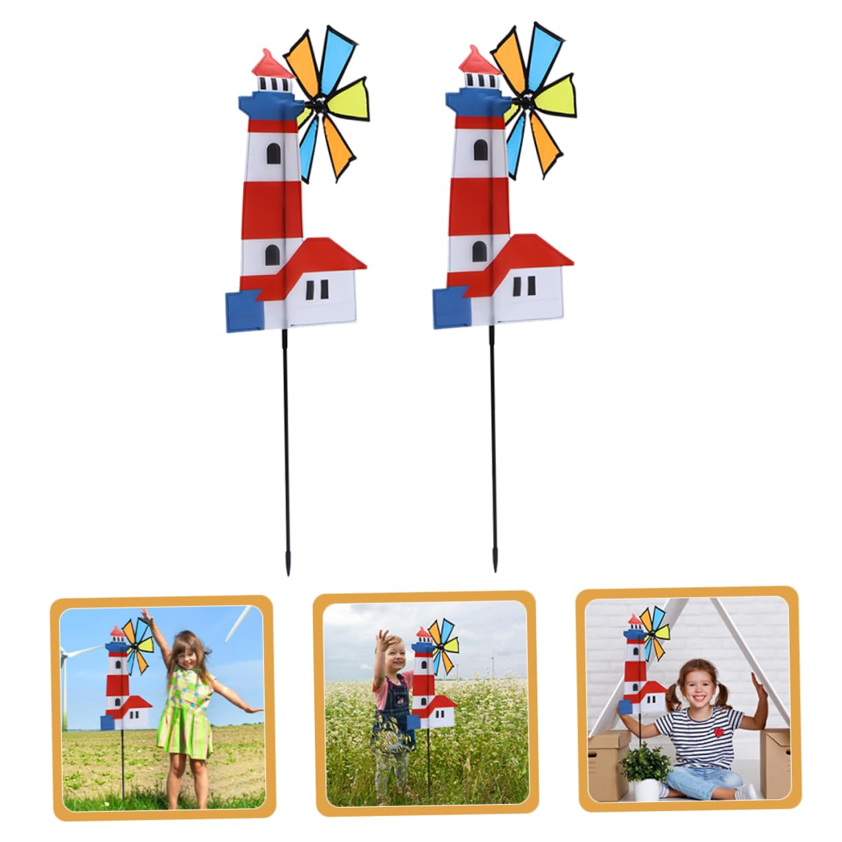 UPKOCH Garden Windmill 2pcs Decorations Windmill Ornament for Yard for Garden Decor