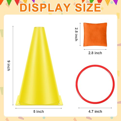 Miniatura 2 de Yunsailing Juego de 50 piezas 3 en 1 de carnaval para exteriores, sacos de Cornhole, conos de plástico, anillo, carnaval, con bolsa de malla para