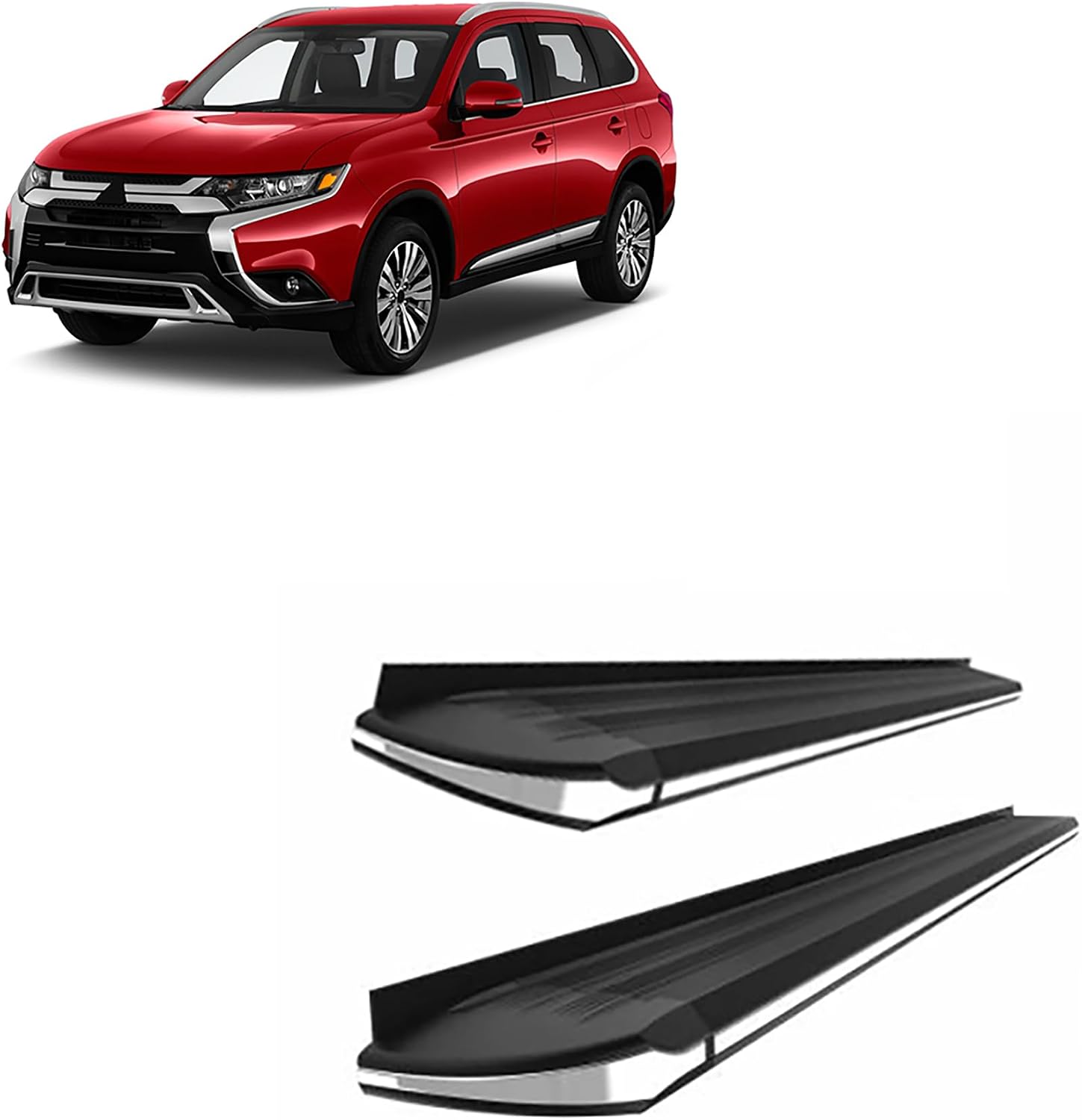 Black Horse Exceed Running Boards Compatible with 2013-2019 Mitsubishi Outlander-EX-M167
