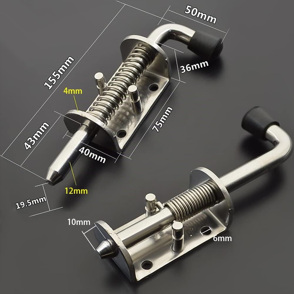 4 Pièces Loquet Ressort Robuste, Acier Inoxydable 304 Verrou Inox