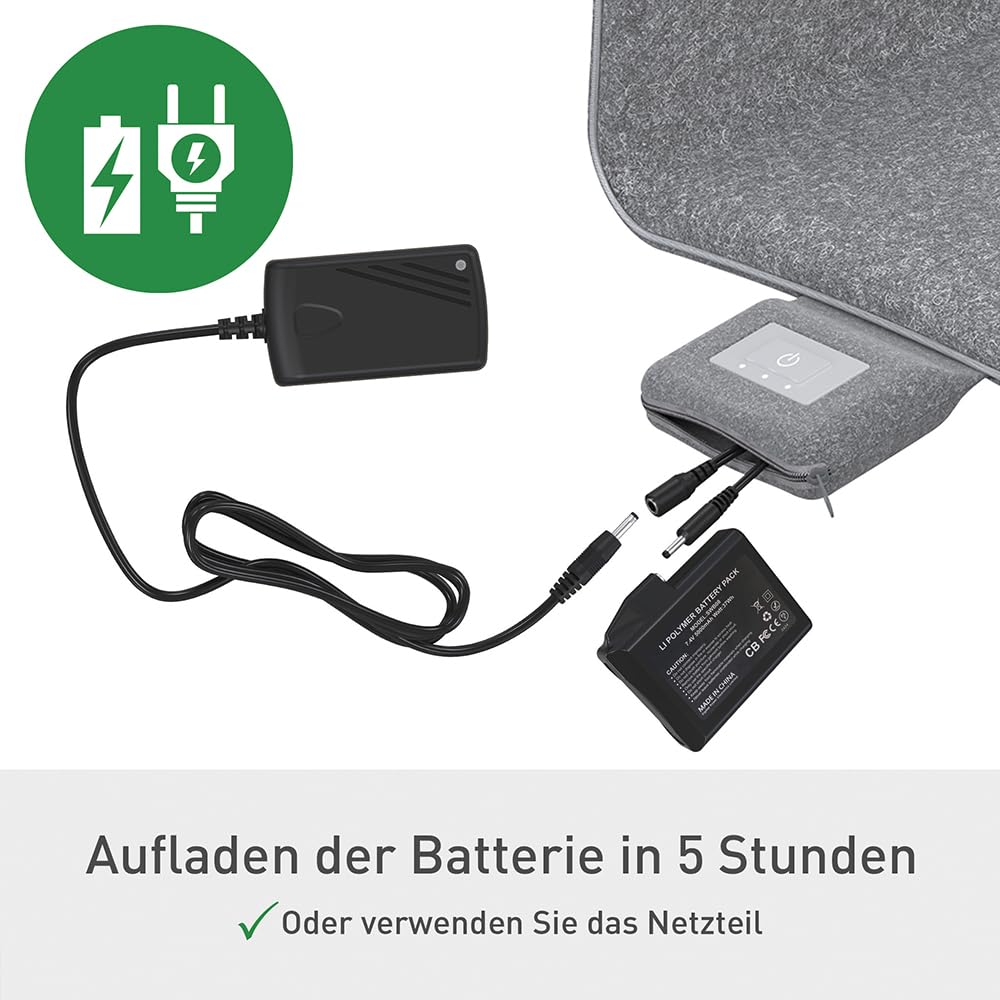 Leitz iComfi Beheizbare Sitzauflage mit Akku, Kabellose Heizauflage, 14 Stunden Akkulaufzeit, 3 Wärmestufen, Schnellaufheizung, Abschaltautomatik & abnehmbarem Bezug, Hellgrau, 130x40x8cm, 65940085