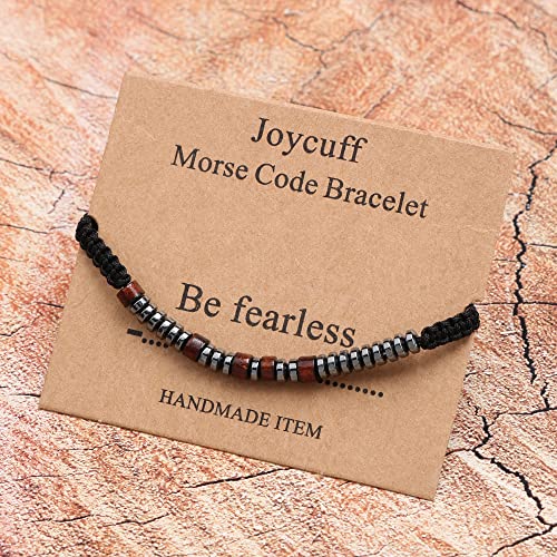 JoycuFF Bracelets for Women Teen Girls Gifts for Mom Wife Girlfriend Daughter Sister Best Friend Fashion Trendy Silk Wrap Bracelet Simple Birthday Jewelry Adjustable Morse Code Bracelets Be Fearless - Image 6