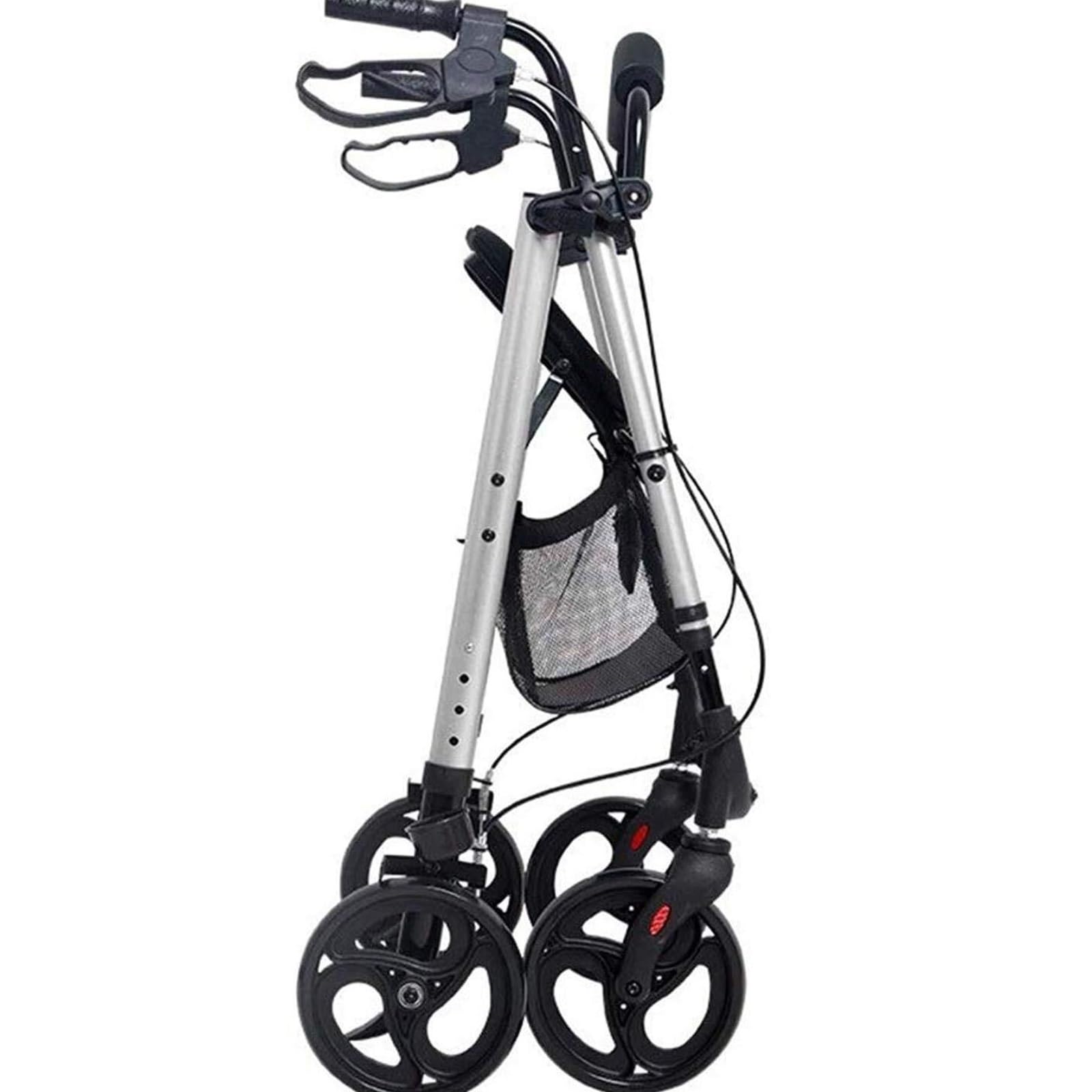 Andador Andador con ruedas de altura ajustable, plegable, for personas mayores con cesta for asiento y discapacitados.