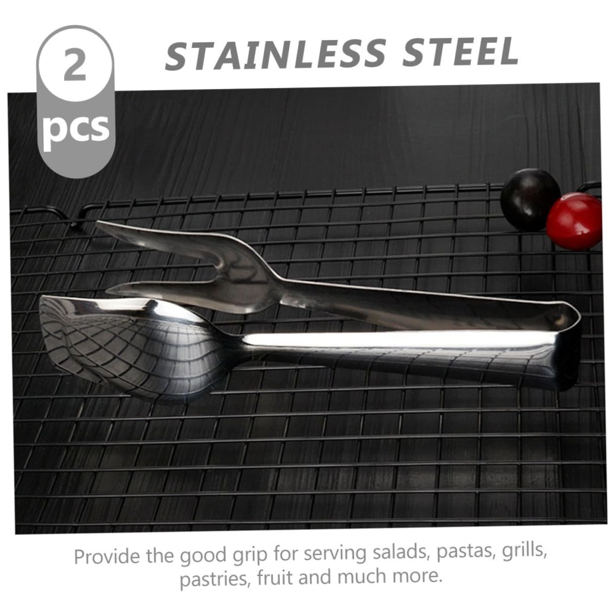 2 pezzi Pinze da Cucina in Acciaio Resistente Clip Alimentari per Barbecue e Buffet per Servire Pane Torte e Insalate Maneggevoli e Sicure al Calore