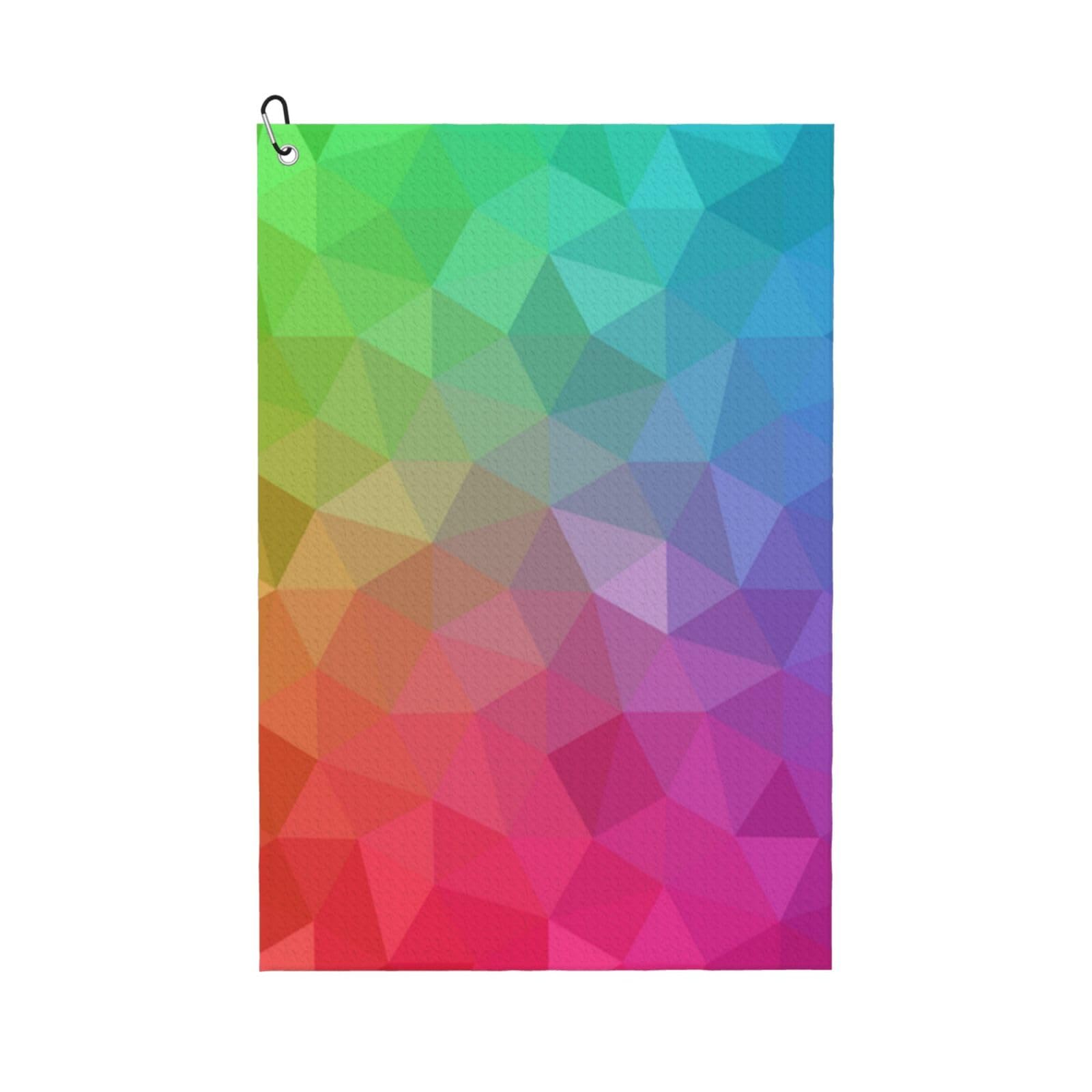 Hnnkloy Multicolor Polygonal Which Consist Triangles Rainbow, 16x24 in Portable Waffle Golf Towels with Carabiner Clip for Golf Bag