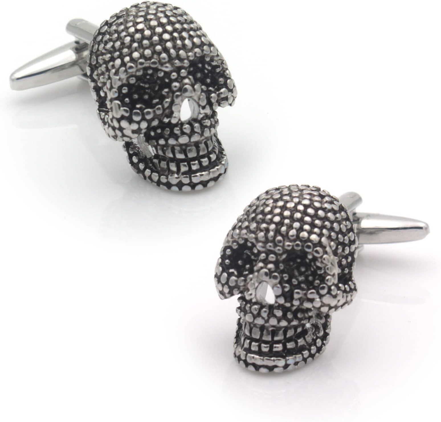 3D Gothic Silver Skeleton Skull Mens Gift Goth Cuff Links