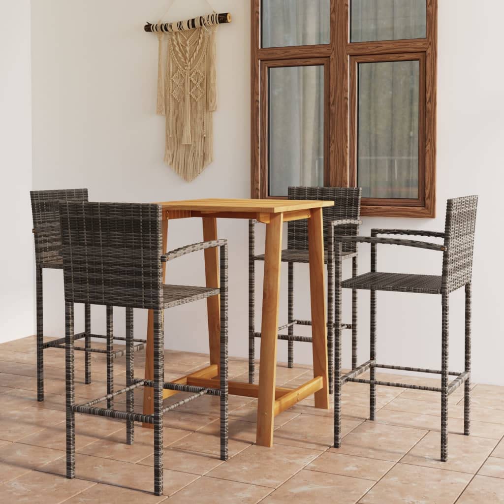 Conjunto de Bar para jardín 5 Piezas grissillas terraza Exterior Muebles Jardin Exterior Mesa y sillas terraza Conjunto Mesa y sillas jardinDiseñado para JARDÍN