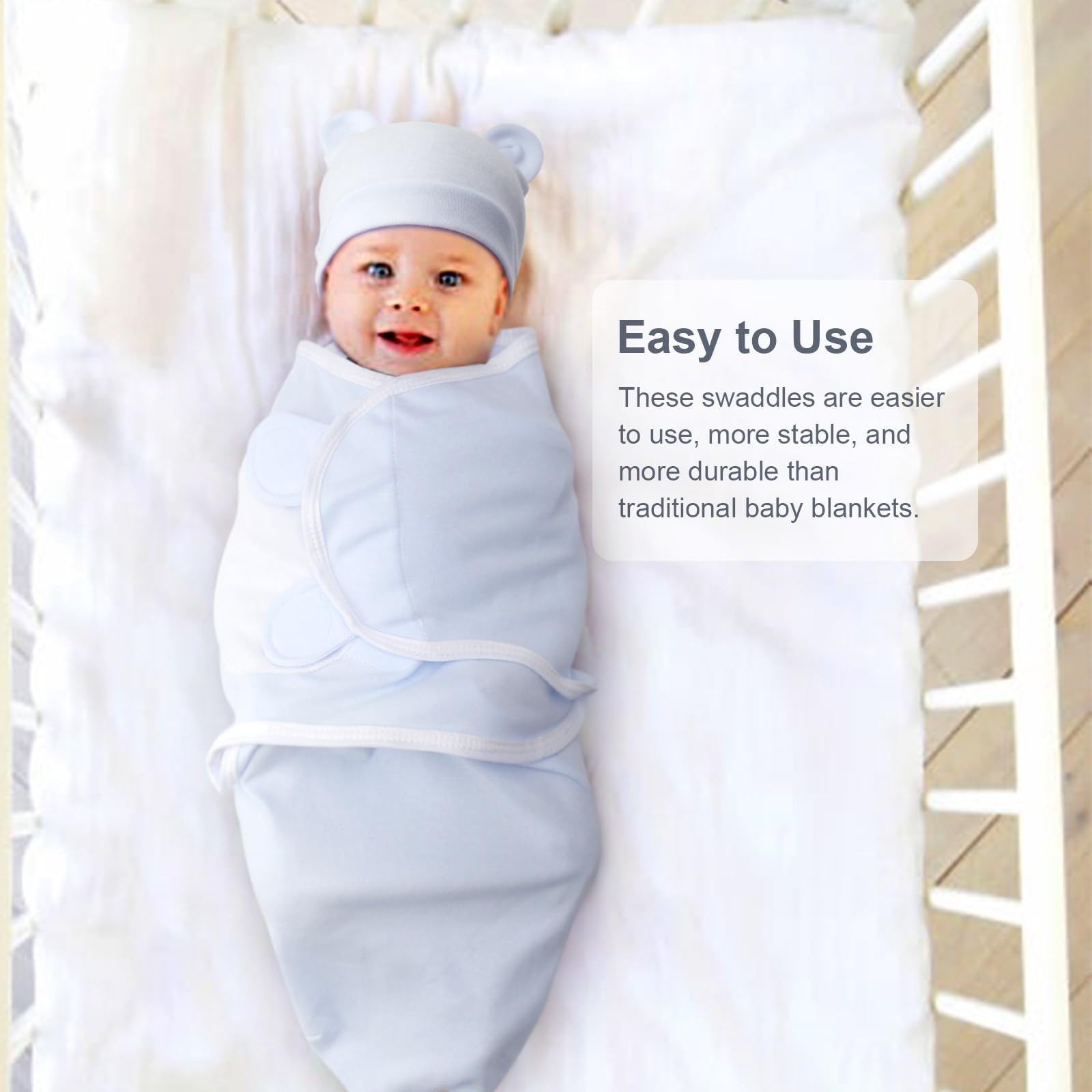 DRESHOW Recién Nacido Swaddle Manta Sombrero Set Bebé Impreso Swaddles Infantil Ajustable Sleep Sack para 0-3 Meses Niñas Niños