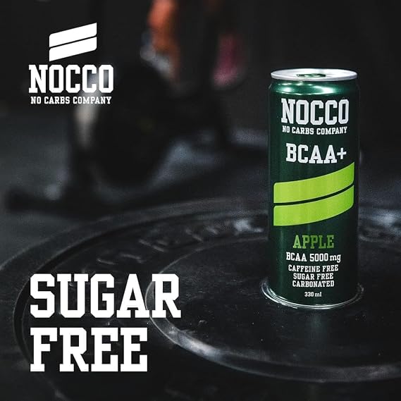 NOCCO Sugar Free Energy Drink – BCAA, Enriched with Amino Acids & Vitamins, Ideal for Pre Workout – 12 x 330ml (Apple)