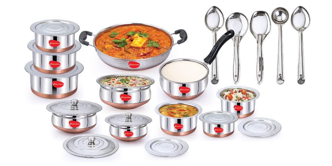 KLASSI Kitchen Cookware Set - 20+5pc Copper Cook & Serve Set