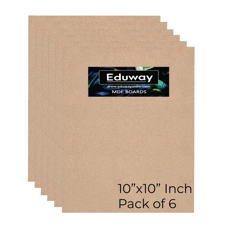 Eduway® 10x10 Inch MDF Board Wood Sheet for Mandala , Lippan, Resin Art & Craft , 4mm Thick, Pack of –6 - Premium Cardboard Material for Artists, Art and Craft Students - Hard Cutout in Small and Large Sizes (25x25 cms)-image-42