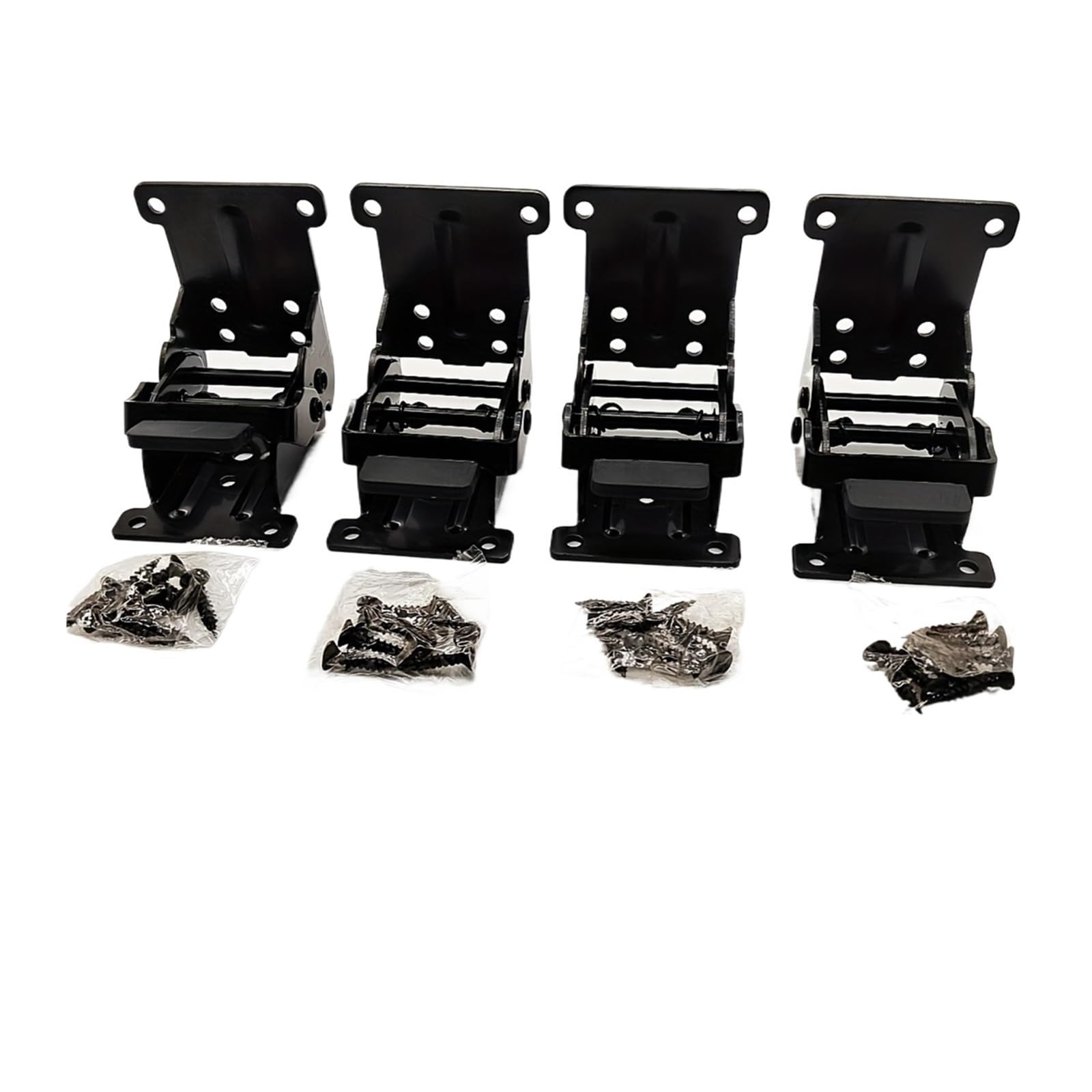 Sensumepb Black 4Pcs Stainless Steel Folding Brackets, Self Locking Hinges With 32 Screws, Adjustable Support For Table And Workbench Furniture(Black)