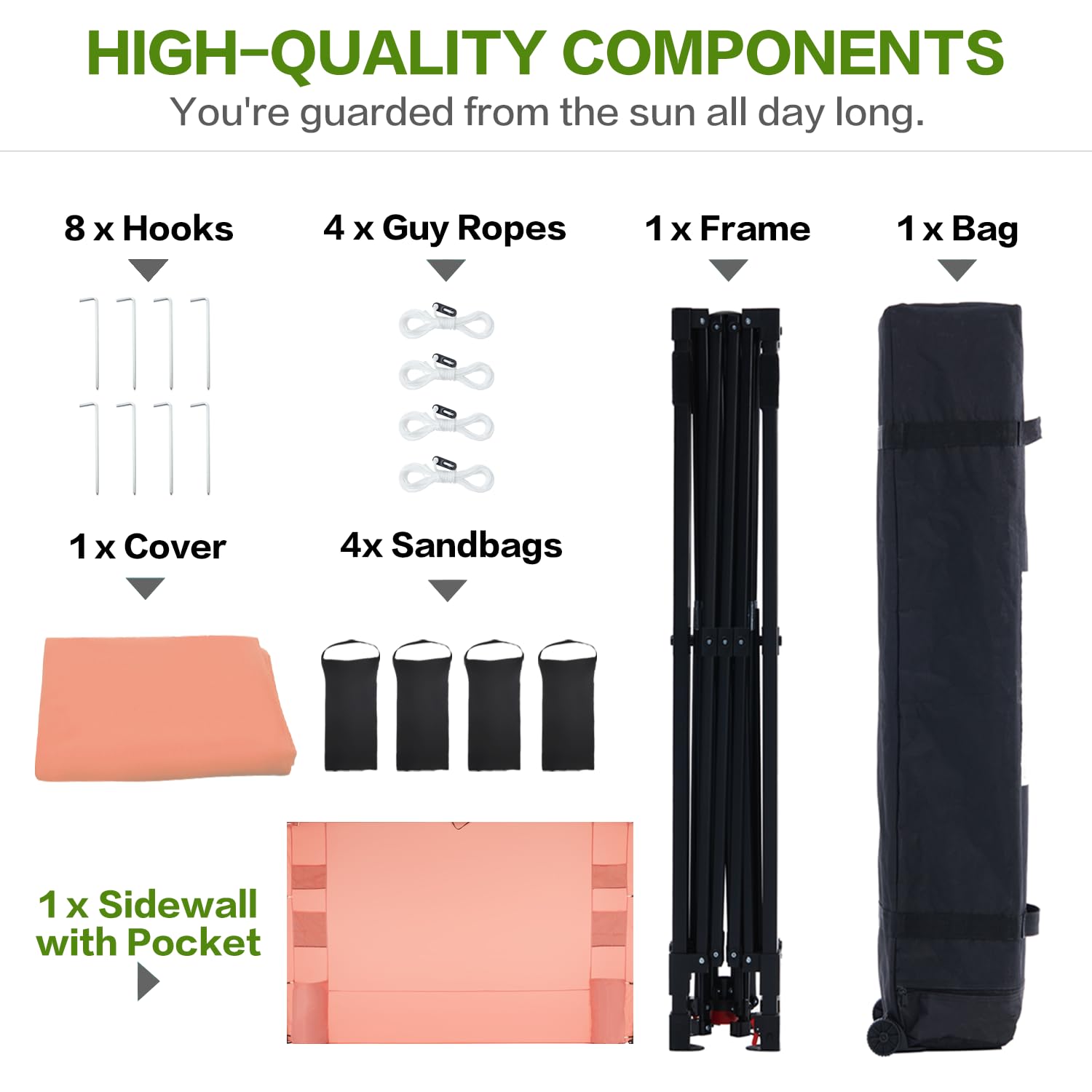 Amazon.com : Tunbne 10'x10' Pop Up Canopy Tent with 1 Sidewall and