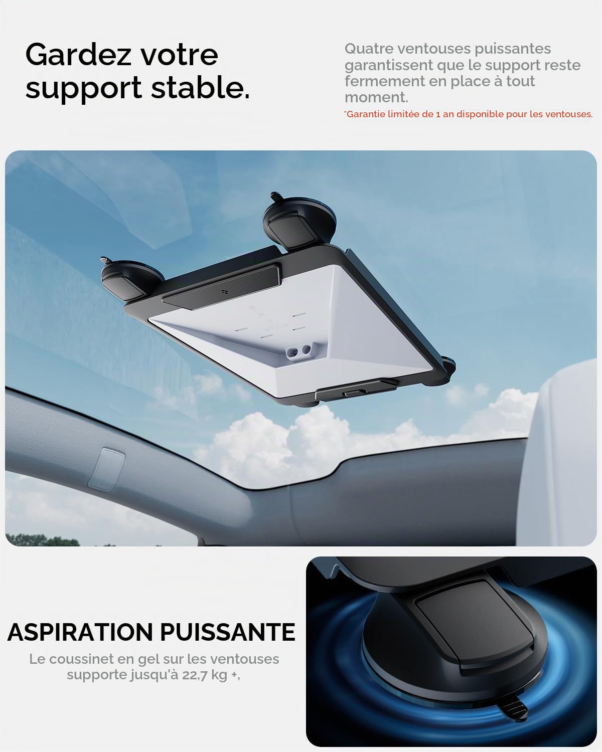 Spigen Support Starlink Mini – Fixation Anti-Vibrations à Dégagement Rapide avec Ventouses Ultra Puissantes (Résistance 23kg+), Kit de Montage pour Voitures, Fenêtres, Vitres et Toits Ouvrants