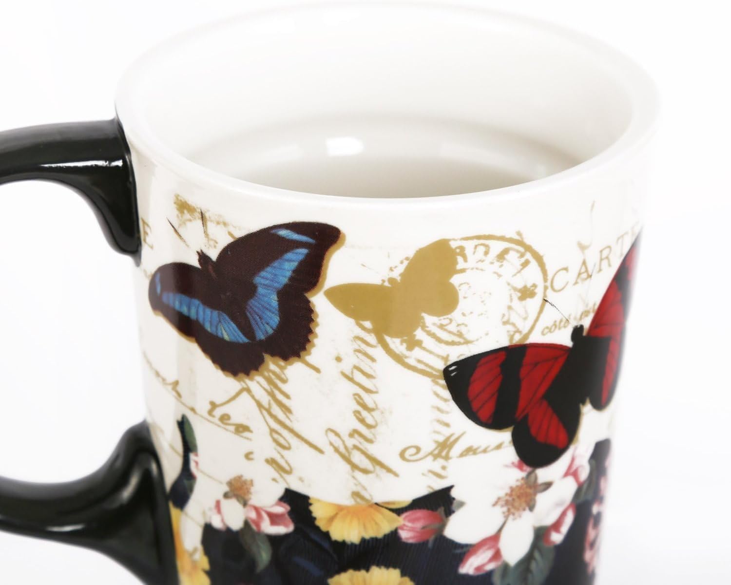 Topadorn 17oz Ceramic Travel Coffee Mug with Sealed Lid & Color Box, Microwave & Dishwasher Safe, Holiday Gift Her Him, Flower & Butterfly - Image 6