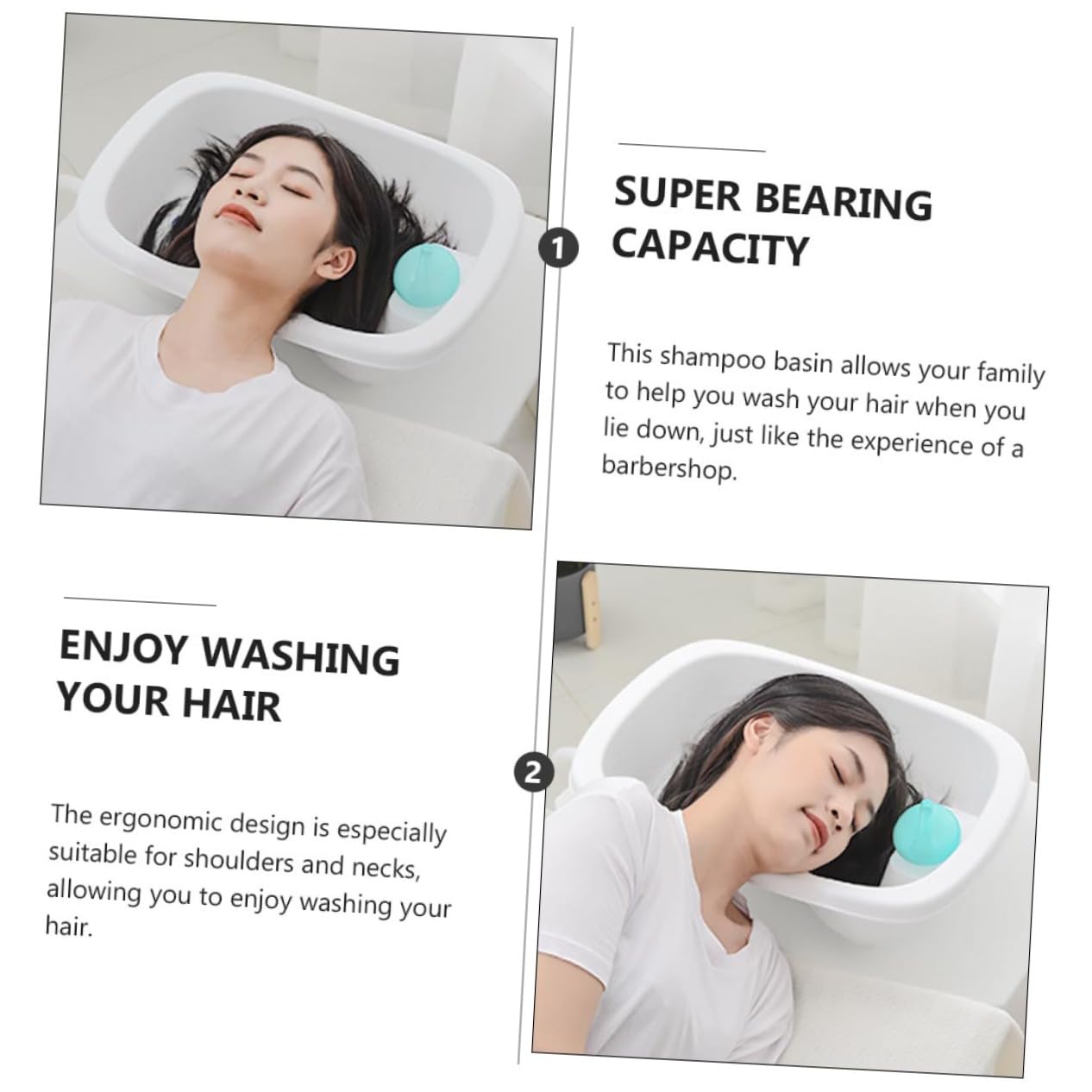 Ergonomisches Tragbares Haarwaschbecken aus Kunststoff mit Wasserablauf und Temperaturerkennung Geeignet für Erwachsene und Kinder Beim Sitzen und Liegen