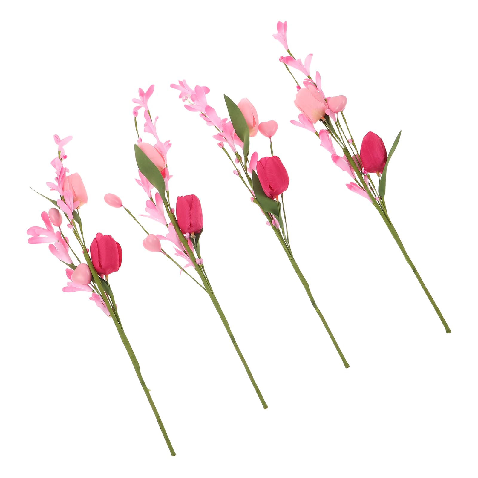 Tulipanes artificiales para centros de mesa de San Valentín, 4 piezas