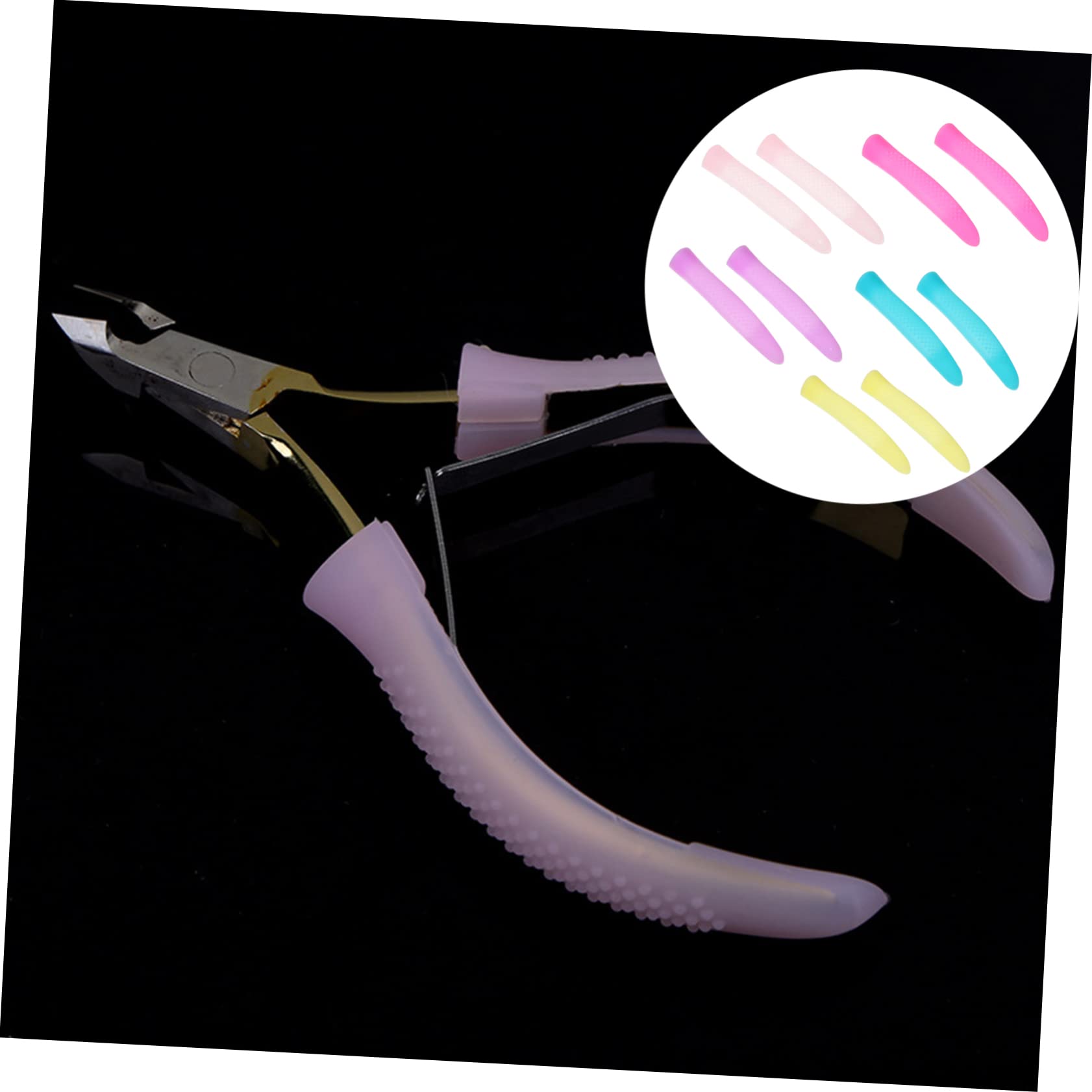 FOMIYES 5 Pairs Silicone Nail Trimmer Handle Cover Cuticle Scissor Handle Sleeve for Nail and Toenails Manicure Tools