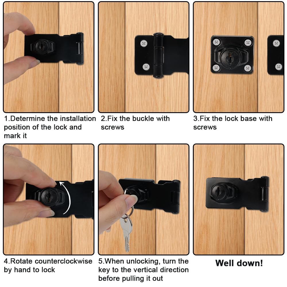 2 Serrature Con Lucchetto Per Armadi - Chiusura A Viti, Con Chiave, Nero - Foto 3