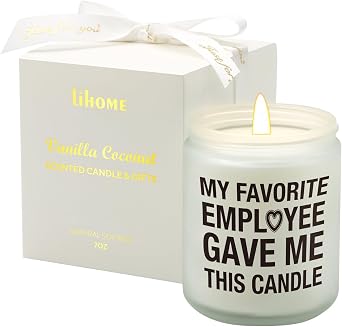 Lihome Boss Lady Gifts for Women - Funny Boss Day Gifts, Coworker, Employee, Office Humor Vanilla Coconut Scented Candle 7oz