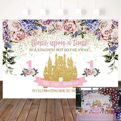 Mocsicka 1st Princess Birthday Backdrop Fantasy Pink Castle Background Birthday Party Decoration 7X5ft