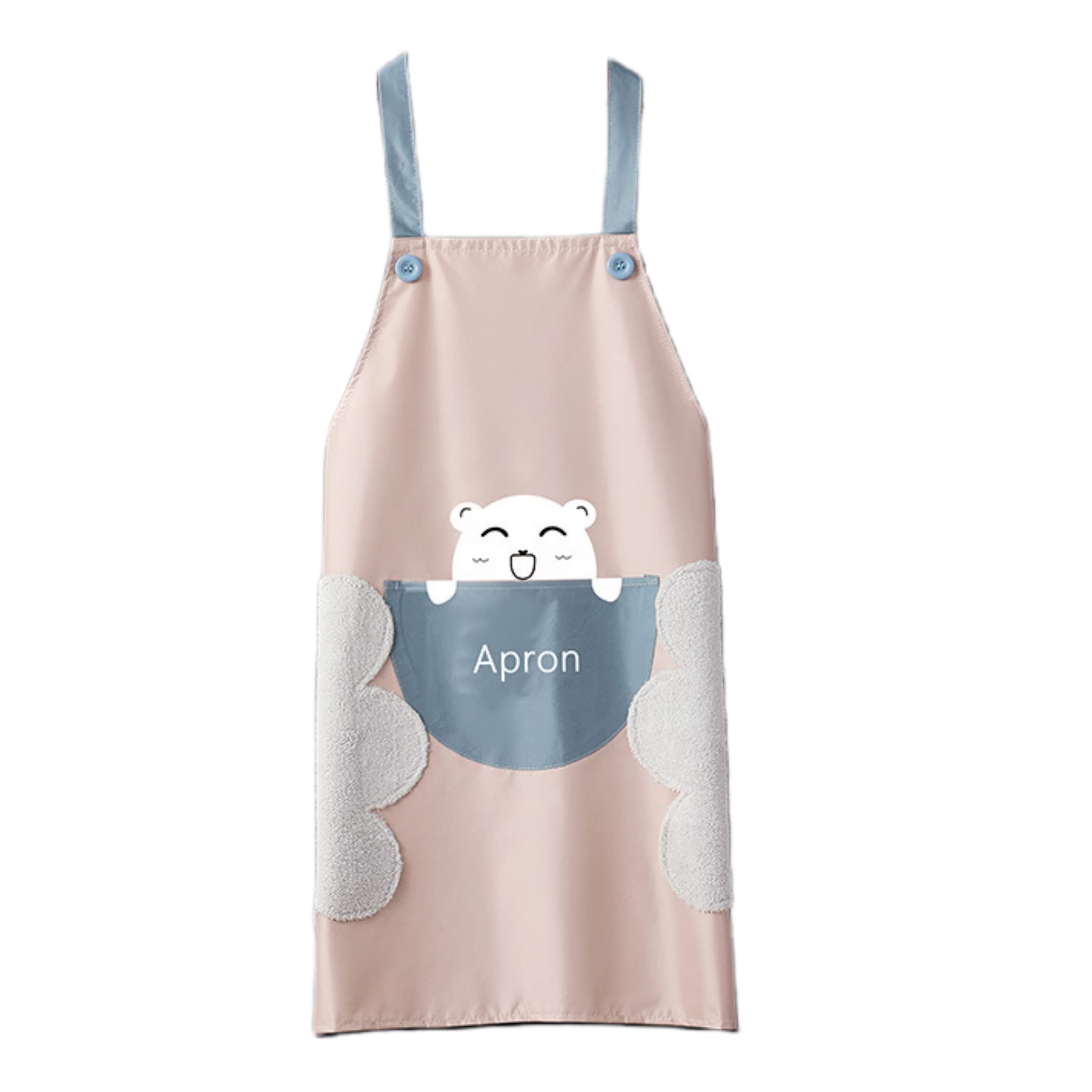 Yindella Kitchen Apron Cute Bear With Center Pocket Hand Towel Women and Men Chef Cooking Cute Unisex Apron Washable PVC Waterproof (Powder White) (B0BNBL989F) Amazon Price History, Amazon Price Tracker