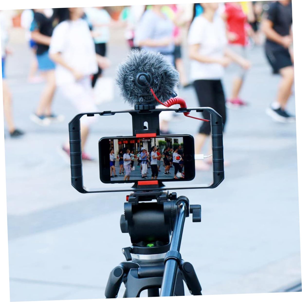 Tragbare Smartphone Halterung aus Kunststoff mit Mikrofilmfunktion und Videoaufnahme für Persönlichen und Professionellen Gebrauch in Rot