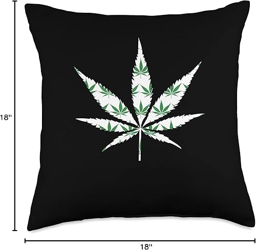 Miniatura 4 de 420 Marihuana Blatt Cannabis Kiffer Hanf Weed Grass Cannabis Lovers - Almohada de hoja de cáñamo 18 x 18 pulgadas multicolor