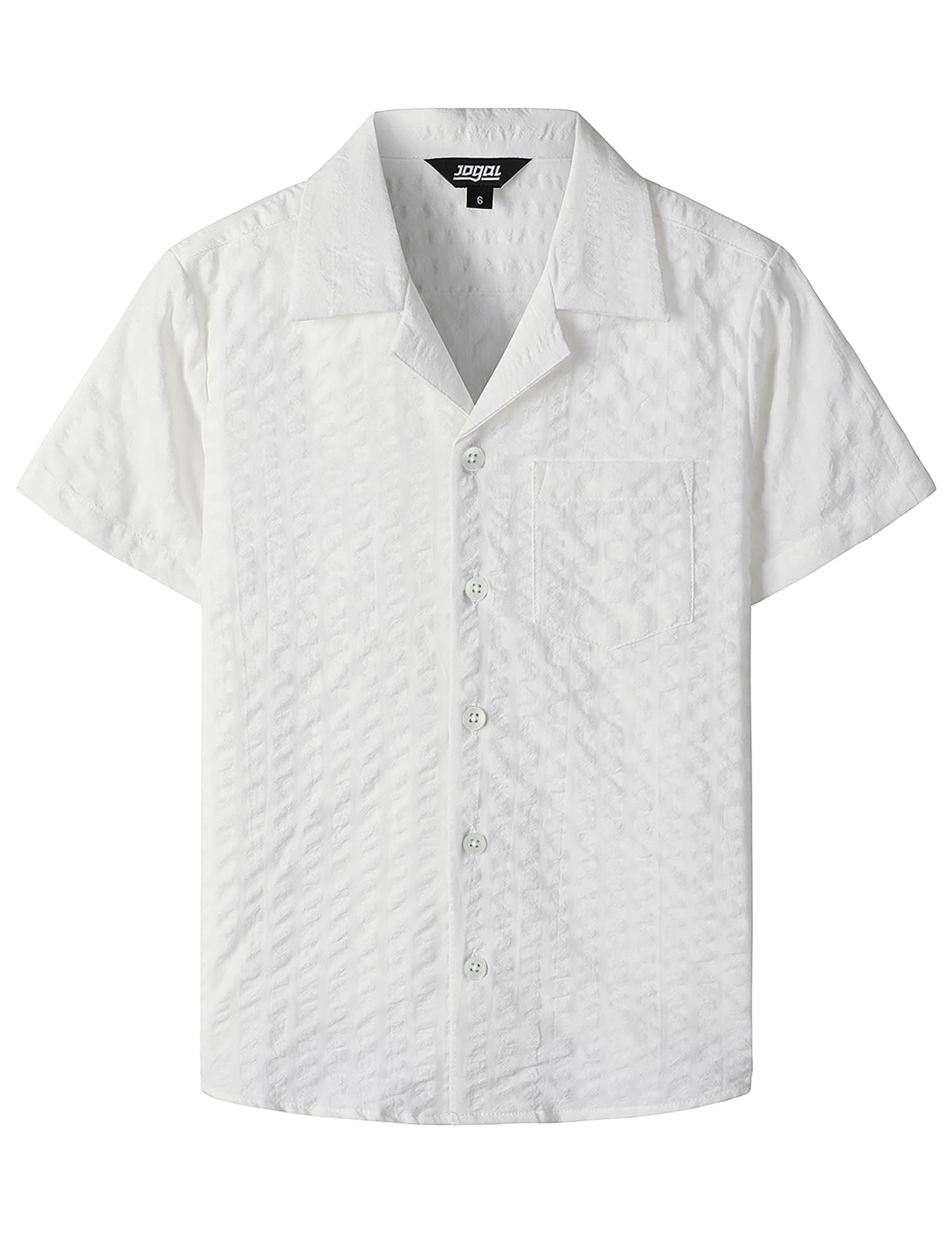 JOGAL Big Boys Cuban Collar Button Down Shirt Short Sleeve Casual Hawaiian Shirt Summer Beach Striped Tops for 6-14 Years Old