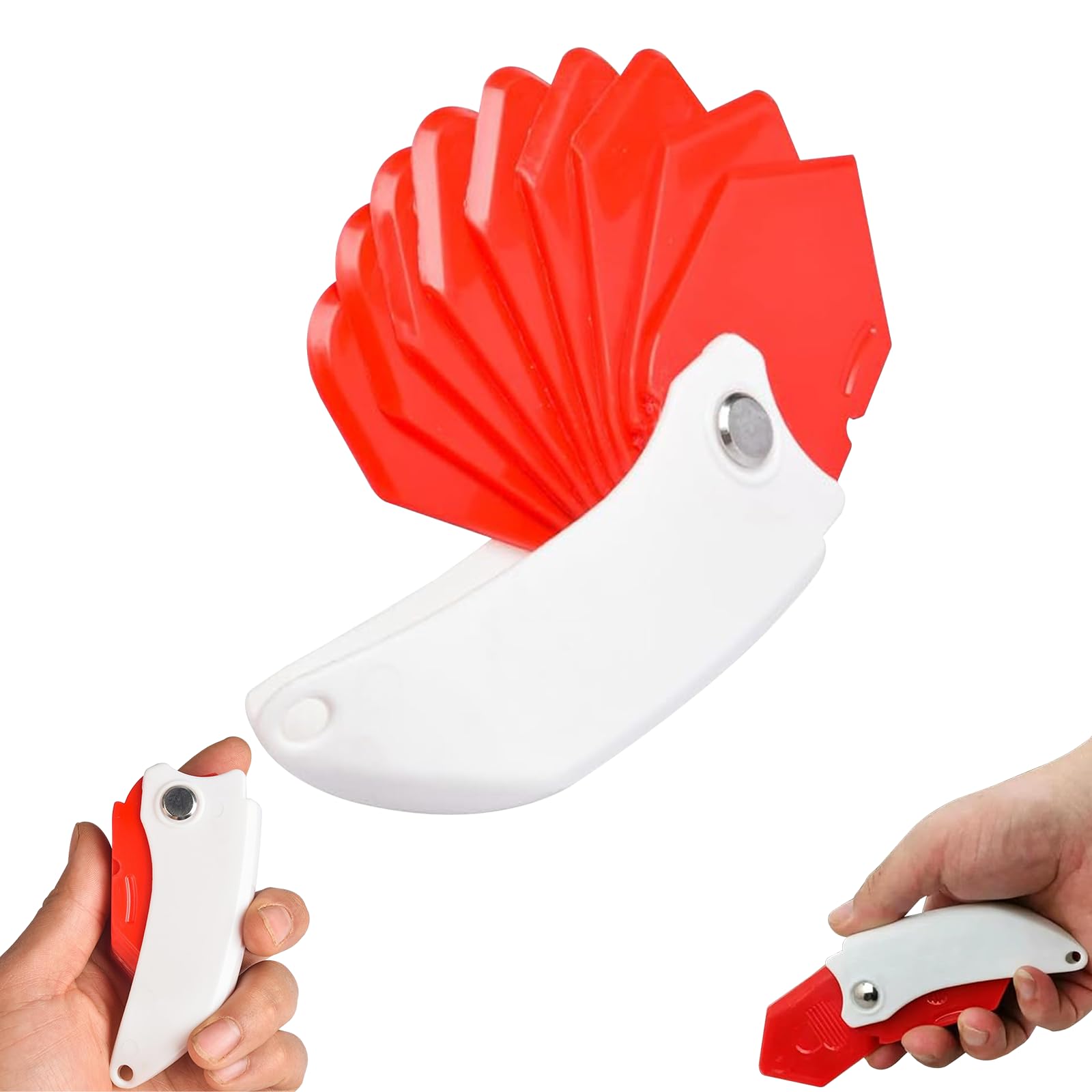 9 in 1 Caulking Spatula,Multipurpose 9-in-1 Spatula Caulking Tool,Foldable Spatula & Sealant Applicator with Scraper Edges, Seam Tool with Different Scraping Heads for Doors and Windows (Red)