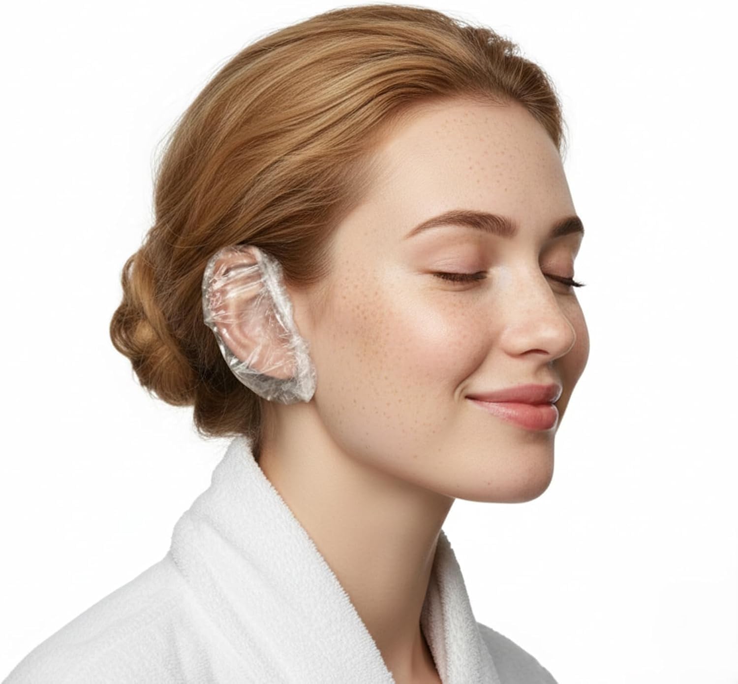 Clear Waterproof Ear Protectors Covers 100 Pack Disposable Ear Covers for Hair Dye, Shower, Hair Treatments, and Care Durable PE Material, Universal Fit Lightweight and Portable-image-30