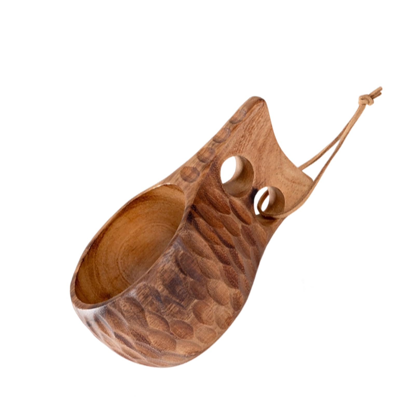 ZEPFJHE Sturdy Drinking Mug with Two Handles for Coffee Milk Double Hole Walnuts Wood Coffee Mugs