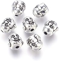 Vista 14 de Craftdady 50 cuentas espaciadoras tibetanas de metal antiguo de Buda de 0.433 x 0.413 in para hacer manualidades de joyería con agujero de 0.069