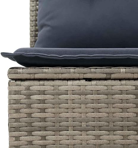 Miniatura 8 de Patio Furniture Set Outdoor Conversation 4pc Modular Gray Poly Rattan Sofa 21.7" Seat Depth Adjustable Feet Zippered Cushions for Backyard Balcony