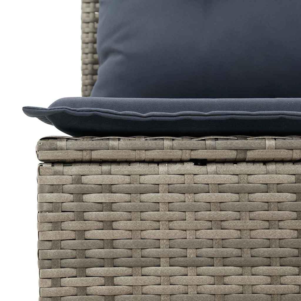 Set Divano da Giardino 9 Pezzi Modulare Polyrattan Grigio Blu Navy con Cuscini Coperta Impermeabile Resistente UV per Terrazza Esterno Salotto
