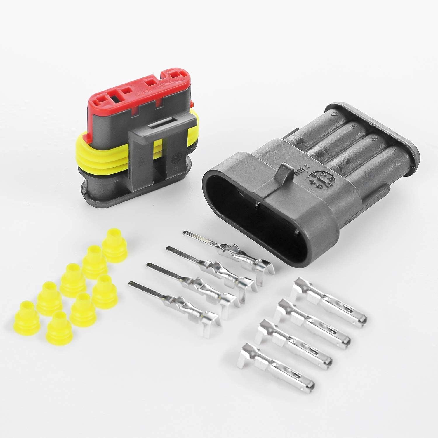 10 Kit 4 Pin Connector, 20-16 AWG Waterproof Electrical Automotive Wire Connector, 1.5mm Series Terminals Male Female Car Connectors Plug Sets
