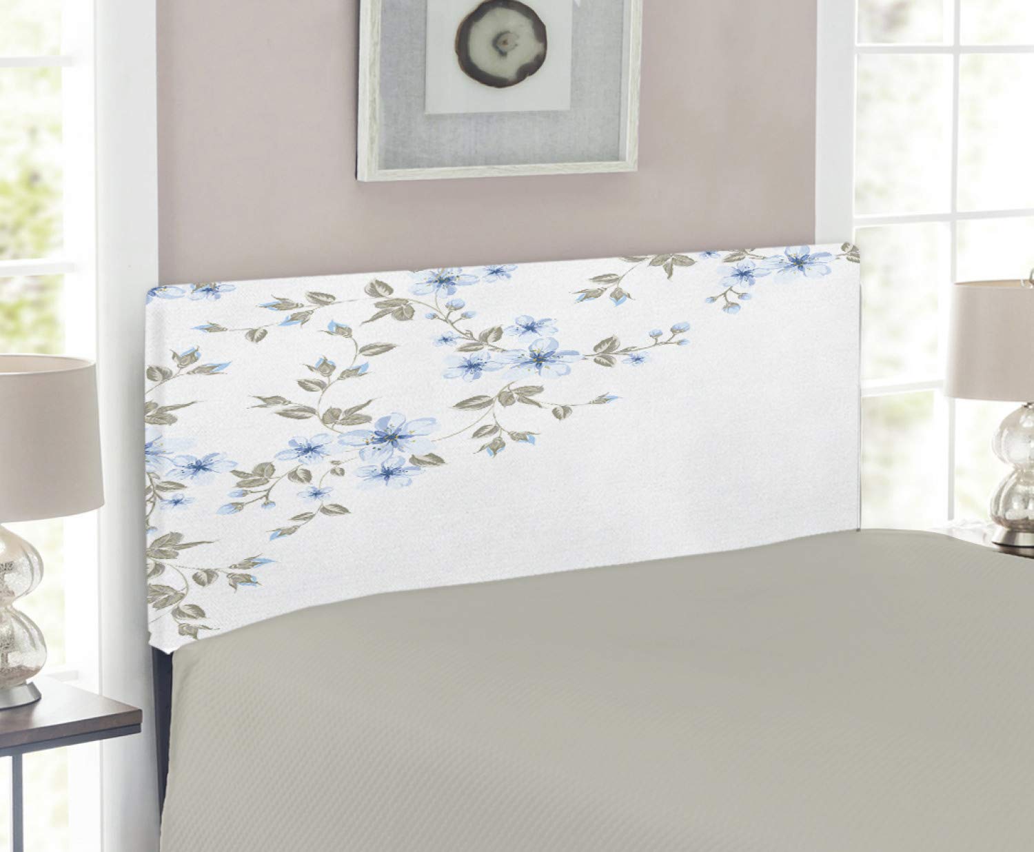 Amazon.com - Lunarable Pale Blue Headboard, Japanese Sakura Cherry Tree  Branches Fresh Serene Spring Nature, Upholstered Decorative Metal Bed  Headboard with Memory Foam, Twin Size, Pale Blue Grey White -