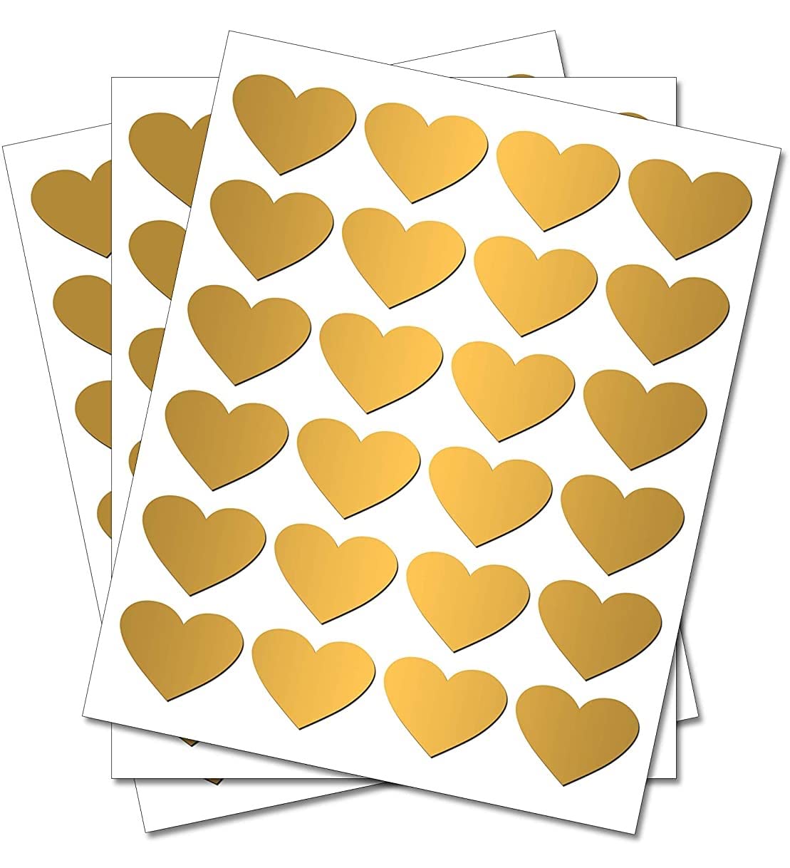 Party Decor Gold 50 Hearts - Removable Self Adhesive Waterproof Durable Vinyl Stickers - Digitally Cut To The Sticker Shape - Size 13Mm