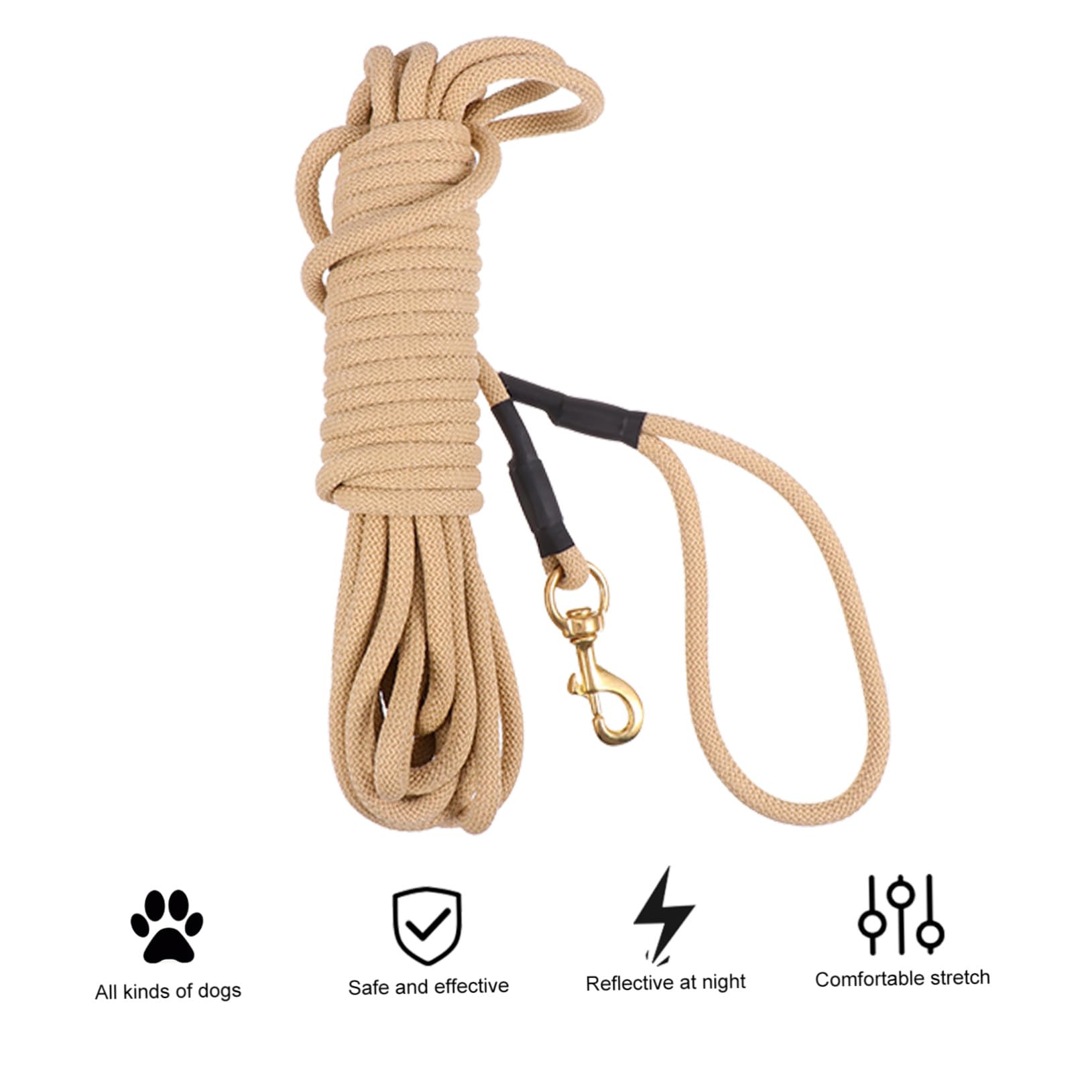 Correa para Perros Grandes Resistente y Larga de Metros Cuerda Gruesa de Polipropileno Duradera para Entrenamiento y Paseos al Aire con Gancho Fácil de Usar