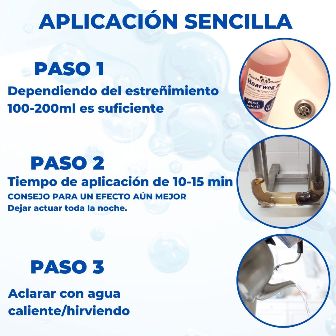 PandaCleaner Haar-weg Desatascador para el cabello en los desagües, elimina atascos orgánicos