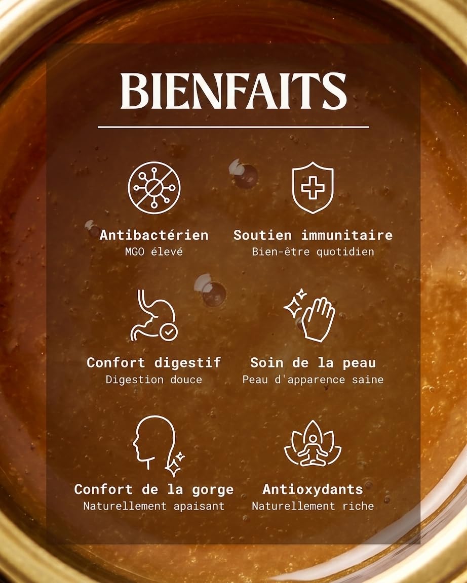 NaturalePiù Miel de Manuka 800+ MGO - 250g Brut et Bio de Nouvelle-Zélande - Miel cicatrisant monofloral - Pour Thé, Smoothies et Pâtisserie - Pur et Actif - Méthylglyoxal Certifié en Laboratoire