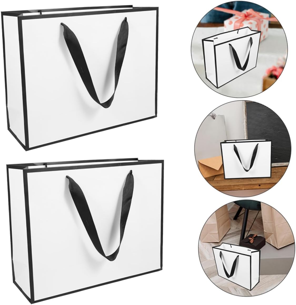 20pcs Paper Packing Bags Handles Party Favor Bags Bulk Reusable Storage Pouches for Party Supplies