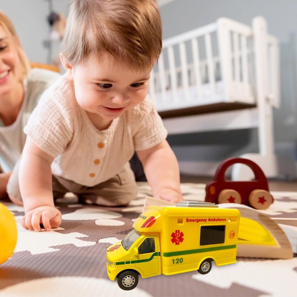 Juguete de Ambulancia de Emergencia, Educativos Metálico Mini Coches de Juguete, Regalo para Niños y Niñas Coche de Juguete para Niños a Partir de 3 Años 12.8 X 5.5 X 6.8 cm
