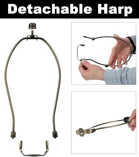 Miniatura 72 de Arpa de lámpara de latón de 8 pulgadas, 2 juegos, soporte de sombra desmontable para lámparas de mesa y pie, soporte resistente con sillín y remate